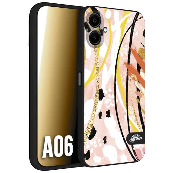 CUSTOMIZZA - Custodia cover nera morbida in tpu compatibile per Samsung A06 fiori astratti donna zebrato leopardato fantasia dorata gialla rosa colorata