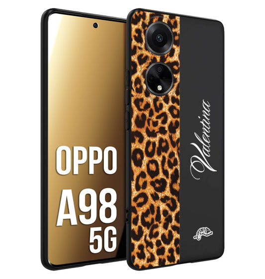 CUSTOMIZZA - Custodia cover nera morbida in tpu compatibile per Oppo A98 5G custom nome scritta leopardato maculato donna marrone leopard