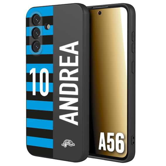 CUSTOMIZZA - Custodia cover nera morbida in tpu compatibile per Samsung A56 5G personalizzata calcio football nome e numero calciatori nerazzurra