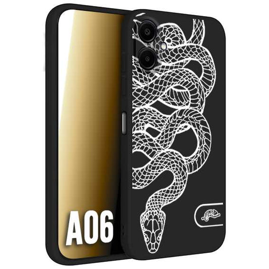 CUSTOMIZZA - Custodia cover nera morbida in tpu compatibile per Samsung A06 serpente snake bianco a rilievo disegnato tattoo tatuaggio