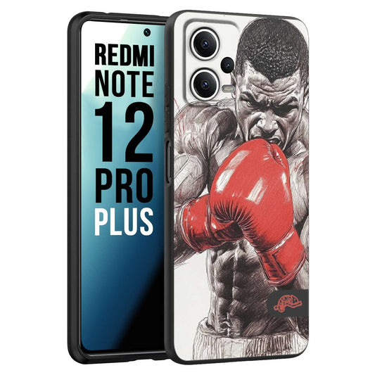 CUSTOMIZZA - Custodia cover nera morbida in tpu compatibile per Xiaomi Redmi Note 12 PRO PLUS pugilato pugili disegno tattoo guantoni box pesi massimi gancio