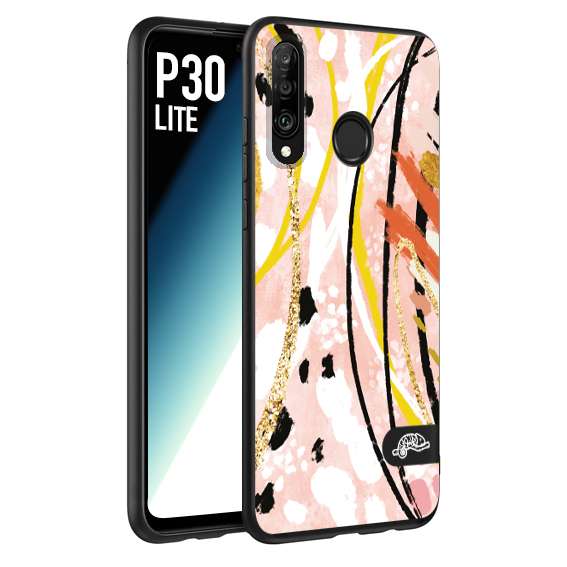 CUSTOMIZZA - Custodia cover nera morbida in tpu compatibile per Huawei P30 LITE fiori astratti donna zebrato leopardato fantasia dorata gialla rosa colorata