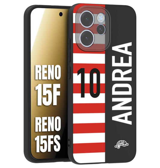 CUSTOMIZZA - Custodia cover nera morbida in tpu compatibile per Oppo Reno 15 F - Reno 15 FS personalizzata calcio football nome e numero calciatori bianco rossa