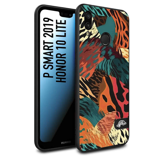 CUSTOMIZZA - Custodia cover nera morbida in tpu compatibile per Huawei P SMART 2019 leopardato tigrato tiger colorata summer arancio verde fucsia