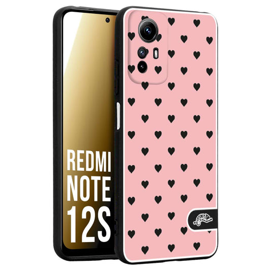 CUSTOMIZZA - Custodia cover nera morbida in tpu compatibile per Xiaomi Redmi Note 12S cuori pois rosa donna pin up vintage