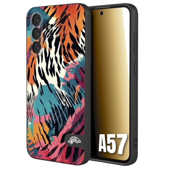 CUSTOMIZZA - Custodia cover nera morbida in tpu compatibile per Samsung A57 leopardato maculato tigrato tiger colorata summer color
