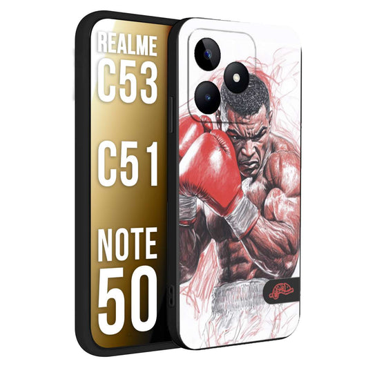 CUSTOMIZZA - Custodia cover nera morbida in tpu compatibile per Realme C53 - C51 - NOTE 50 pugilato pugili disegno tattoo guantoni boxer pesi massimi iron mike