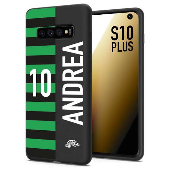 CUSTOMIZZA - Custodia cover nera morbida in tpu compatibile per Samsung S10 PLUS personalizzata calcio football nome e numero calciatori neroverde