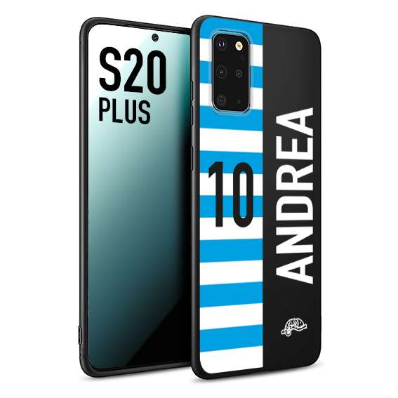 CUSTOMIZZA - Custodia cover nera morbida in tpu compatibile per Samsung S20 PLUS personalizzata calcio football nome e numero calciatori biancazzurri