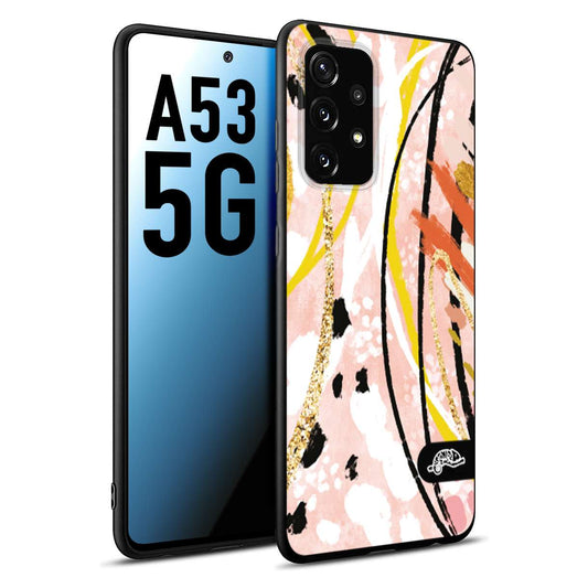 CUSTOMIZZA - Custodia cover nera morbida in tpu compatibile per Samsung A53 5G fiori astratti donna zebrato leopardato fantasia dorata gialla rosa colorata