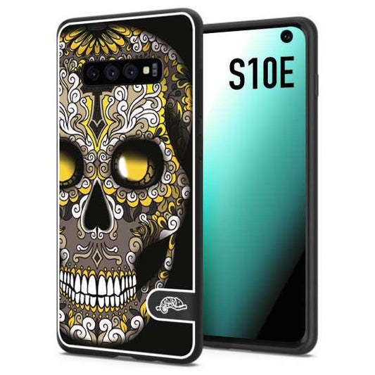 CUSTOMIZZA - Custodia cover nera morbida in tpu compatibile per Samsung S10E effetto marmo marble verde green venature dorato pietra
