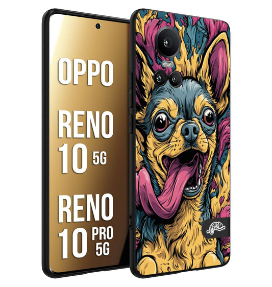 CUSTOMIZZA - Custodia cover nera morbida in tpu compatibile per Oppo Reno 10 5G - 10 PRO 5G Chihuahua illustrazione cane pop art cane street art cartone animato