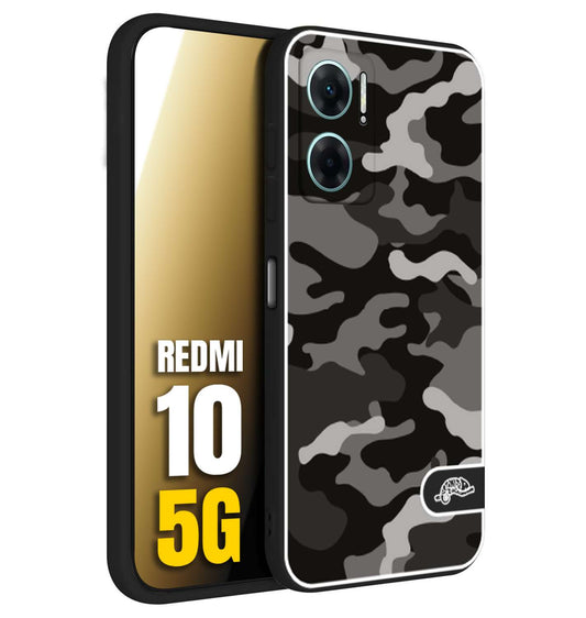 CUSTOMIZZA - Custodia cover nera morbida in tpu compatibile per Xiaomi Redmi 10 5G camouflage mimetico militare nero black grigio