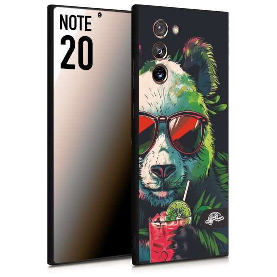 CUSTOMIZZA - Custodia cover nera morbida in tpu compatibile per Samsung NOTE 20 estate disegnata cocktails animali simpatici panda mojito