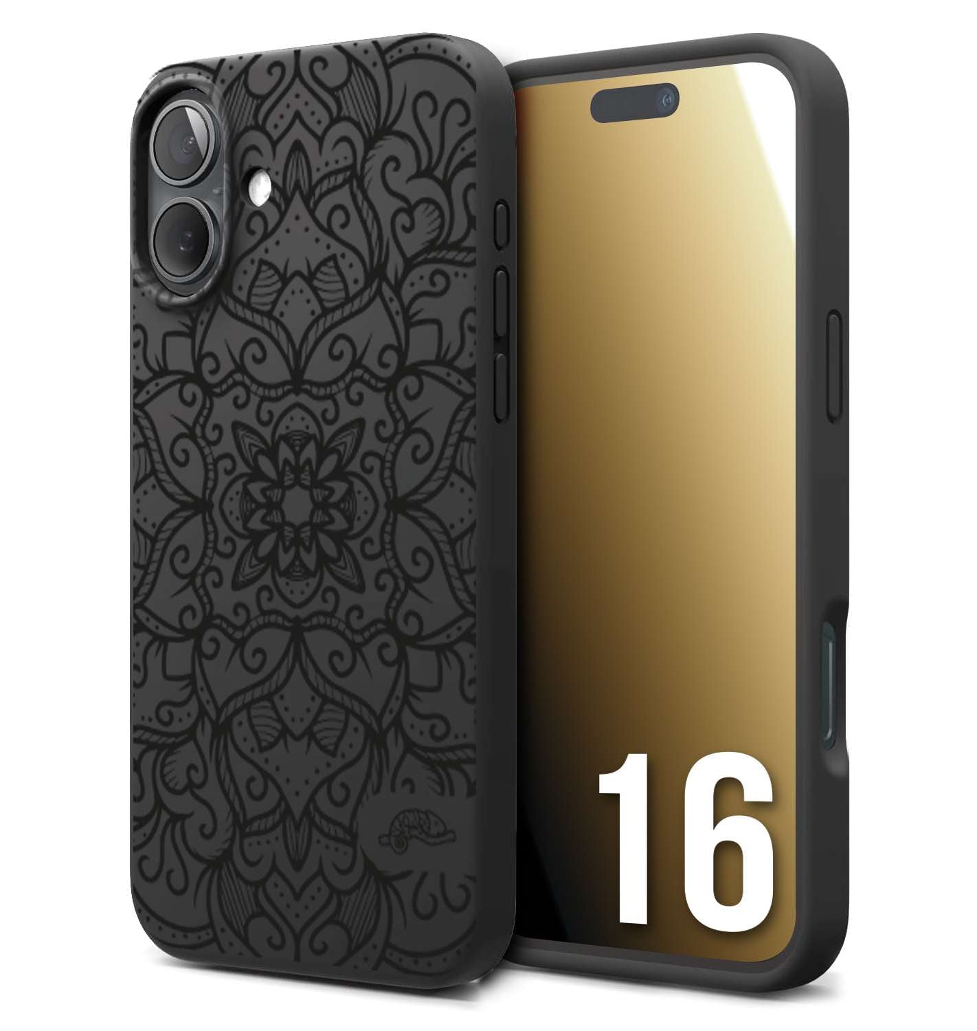 CUSTOMIZZA - Custodia cover nera morbida in tpu compatibile per iPhone 16 mandala nero fiore vedo non vedo donna