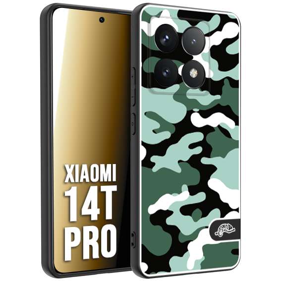 CUSTOMIZZA - Custodia cover nera morbida in tpu compatibile per Xiaomi 14T PRO camouflage mimetico militare verde green