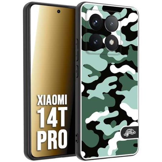 CUSTOMIZZA - Custodia cover nera morbida in tpu compatibile per Xiaomi 14T PRO camouflage mimetico militare verde green