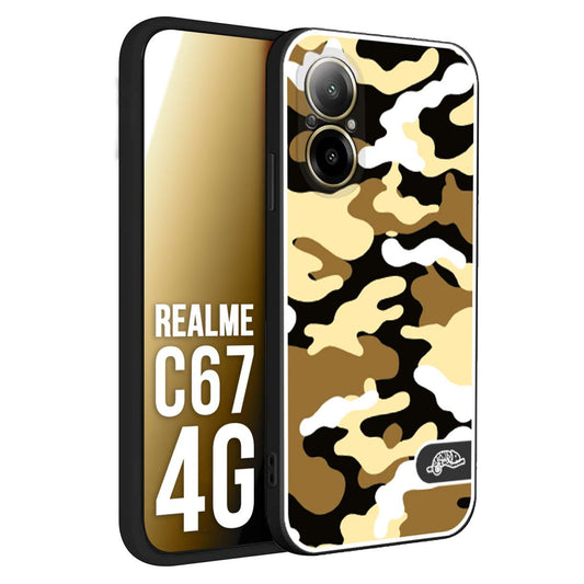 CUSTOMIZZA - Custodia cover nera morbida in tpu compatibile per Oppo C67 4G camouflage mimetico militare giallo desert brown