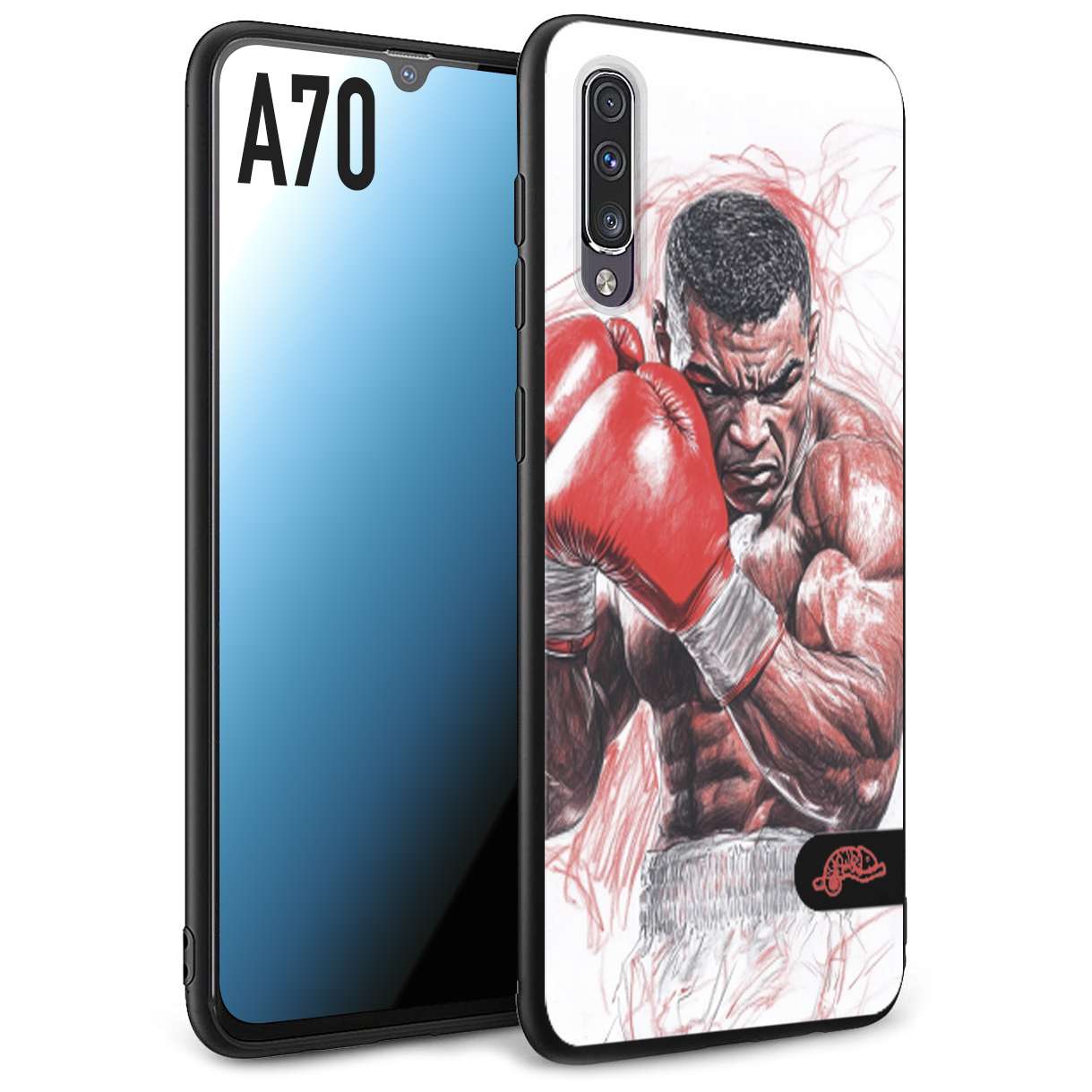 CUSTOMIZZA - Custodia cover nera morbida in tpu compatibile per Samsung A70 pugilato pugili disegno tattoo guantoni boxer pesi massimi iron mike