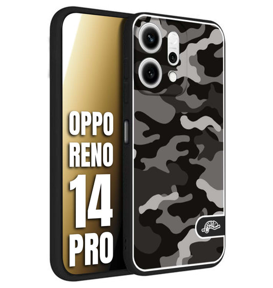 CUSTOMIZZA - Custodia cover nera morbida in tpu compatibile per Oppo Reno 14 PRO camouflage mimetico militare nero black grigio