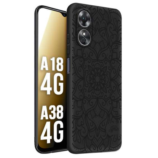 CUSTOMIZZA - Custodia cover nera morbida in tpu compatibile per Oppo A18 4G - A38 4G mandala nero fiore vedo non vedo donna