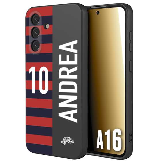 CUSTOMIZZA - Custodia cover nera morbida in tpu compatibile per Samsung A16 personalizzata calcio football nome e numero calciatori rossoblu