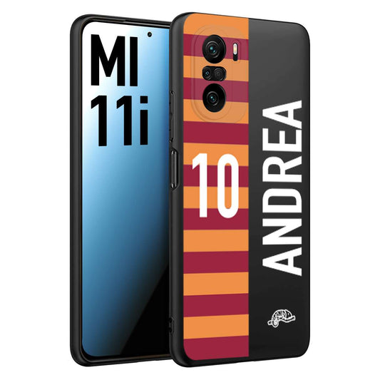 CUSTOMIZZA - Custodia cover nera morbida in tpu compatibile per Xiaomi Mi 11i personalizzata calcio football nome e numero calciatori giallo rossi