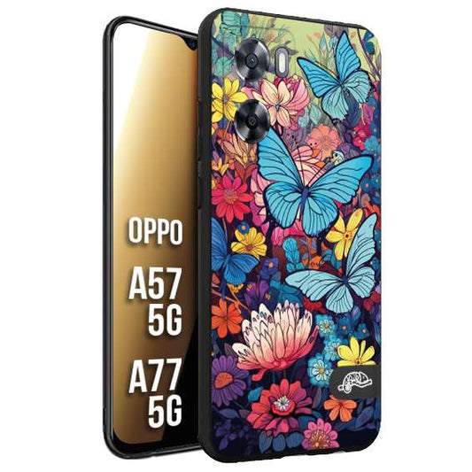 CUSTOMIZZA - Custodia cover nera morbida in tpu compatibile per Oppo A78 5G farfalle butterfly moderno donna disegnate gialla blu rosa