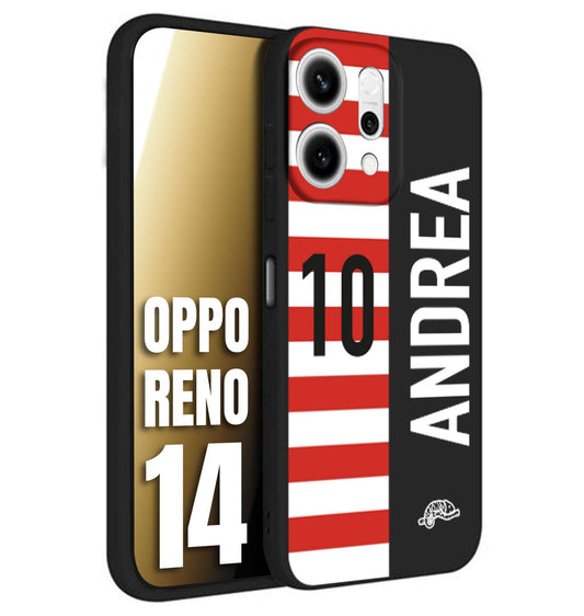 CUSTOMIZZA - Custodia cover nera morbida in tpu compatibile per Oppo Reno 14 personalizzata calcio football nome e numero calciatori bianco rossa