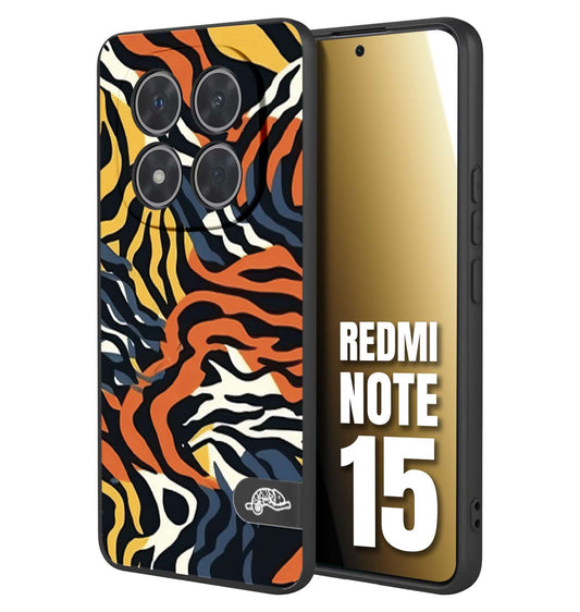 CUSTOMIZZA - Custodia cover nera morbida in tpu compatibile per Xiaomi Redmi Note 15 leopardato maculato tigrato tiger colorata gialla blu arancio