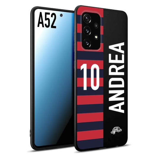 CUSTOMIZZA - Custodia cover nera morbida in tpu compatibile per Samsung A52 personalizzata calcio football nome e numero calciatori rossoblu