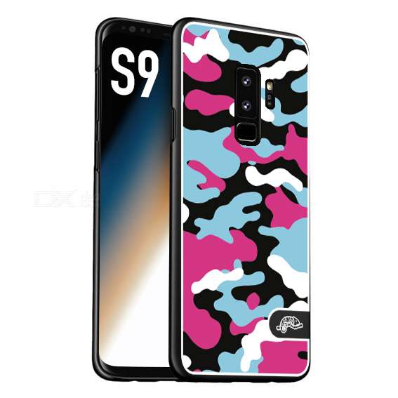 CUSTOMIZZA - Custodia cover nera morbida in tpu compatibile per Samsung S9 camouflage mimetico militare fucsia celeste