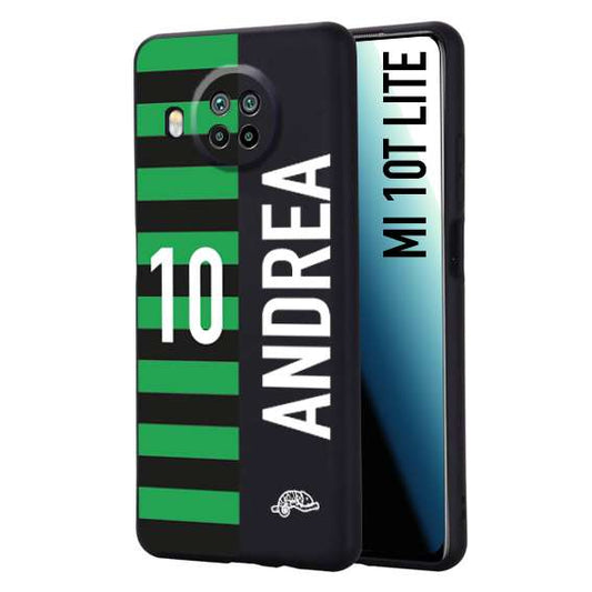 CUSTOMIZZA - Custodia cover nera morbida in tpu compatibile per Xiaomi Mi 10T LITE personalizzata calcio football nome e numero calciatori neroverde