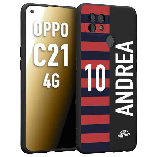 CUSTOMIZZA - Custodia cover nera morbida in tpu compatibile per Realme C21 4G personalizzata calcio football nome e numero calciatori rossoblu