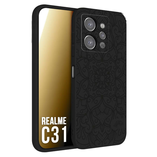 CUSTOMIZZA - Custodia cover nera morbida in tpu compatibile per Oppo Realme C31 mandala nero fiore vedo non vedo donna