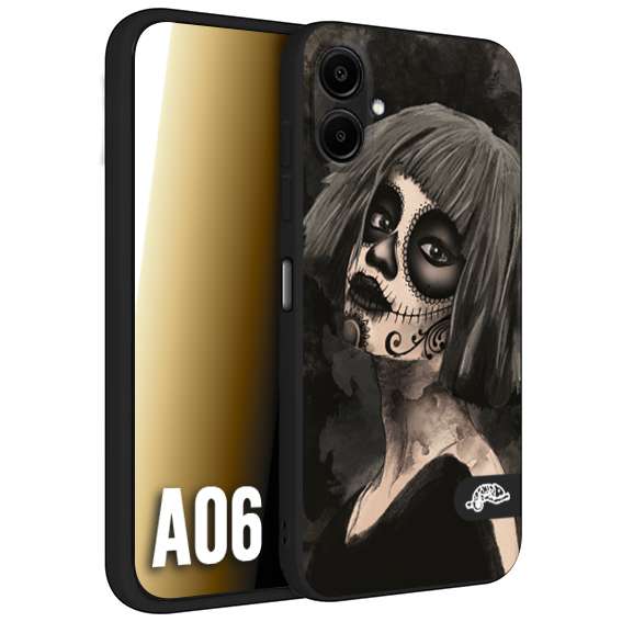 CUSTOMIZZA - Custodia cover nera morbida in tpu compatibile per Samsung A06 chicana messicana dea de la muerte donna santa tattoo disegnata