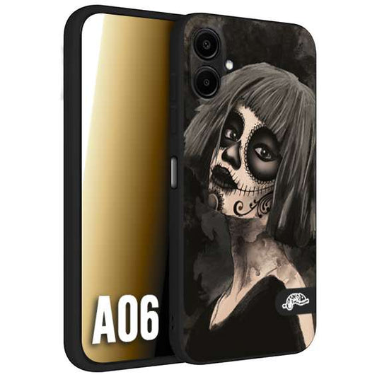 CUSTOMIZZA - Custodia cover nera morbida in tpu compatibile per Samsung A06 chicana messicana dea de la muerte donna santa tattoo disegnata