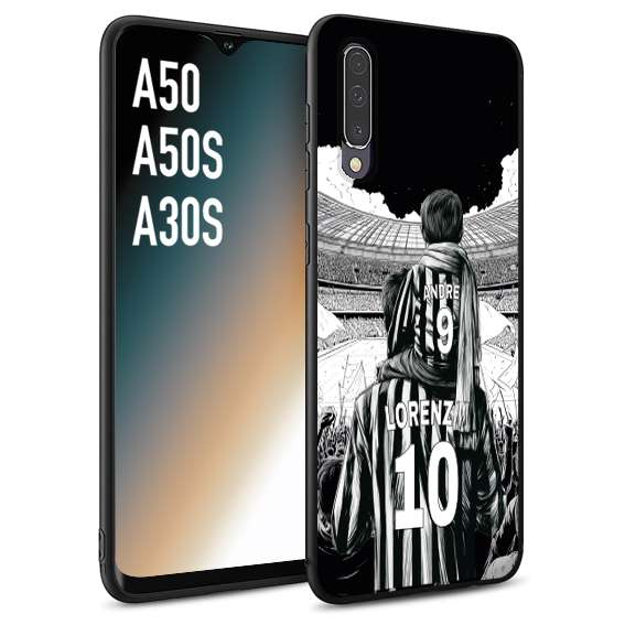 CUSTOMIZZA - Custodia cover nera morbida in tpu compatibile per Samsung A50 - A50S - A30S personalizzata calcio football nome e numero calciatori bianconeri bianca e nera