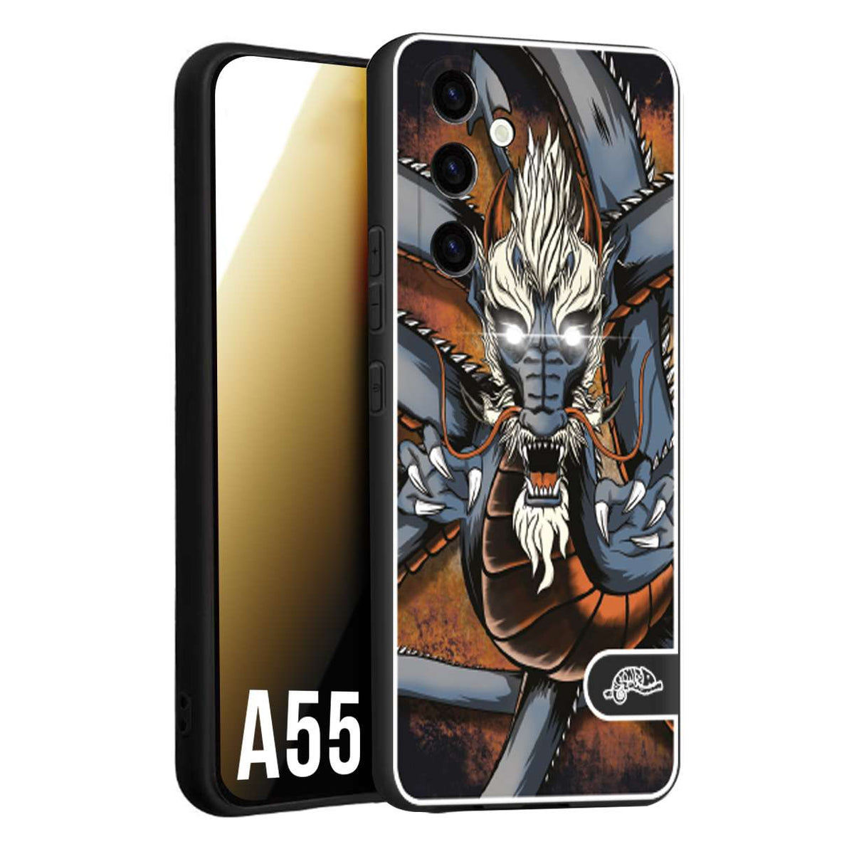 CUSTOMIZZA - Custodia cover nera morbida in tpu compatibile per Samsung A55 5G drago giapponese tattoo japan dragon