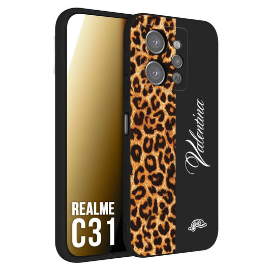 CUSTOMIZZA - Custodia cover nera morbida in tpu compatibile per Oppo Realme C31 custom nome scritta leopardato maculato donna marrone leopard