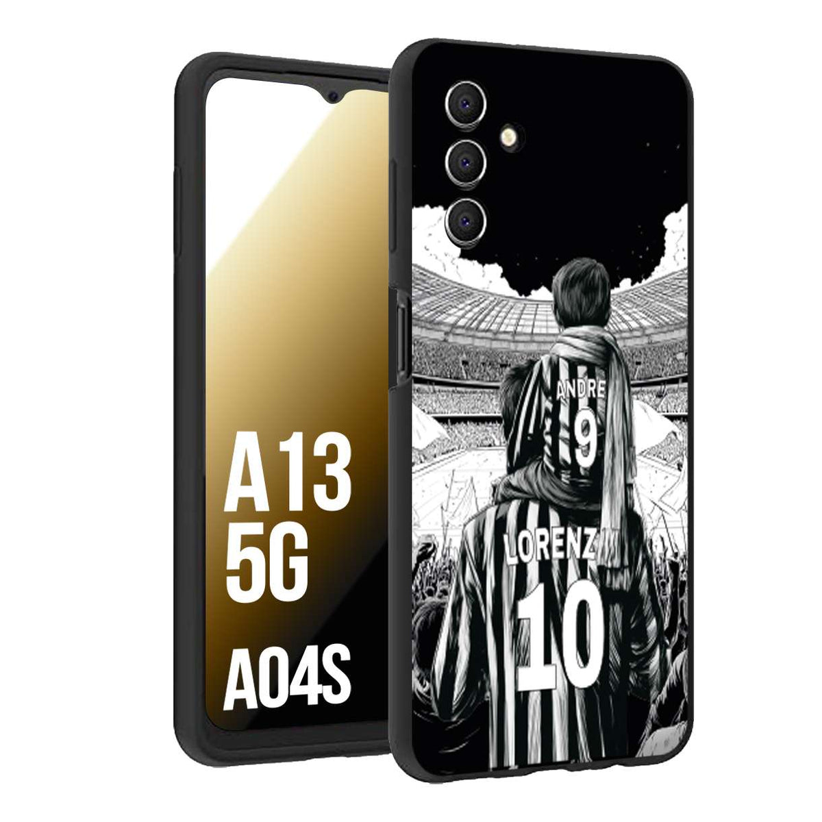 CUSTOMIZZA - Custodia cover nera morbida in tpu compatibile per Samsung A04S - A13 5G personalizzata calcio football nome e numero calciatori bianconeri bianca e nera