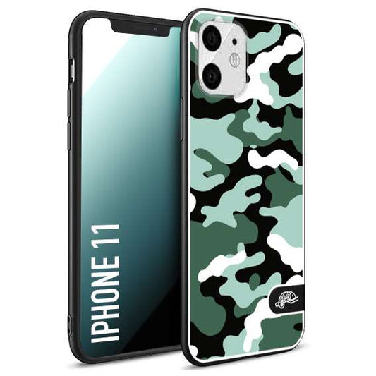 CUSTOMIZZA - Custodia cover nera morbida in tpu compatibile per iPhone 11 camouflage mimetico militare verde green