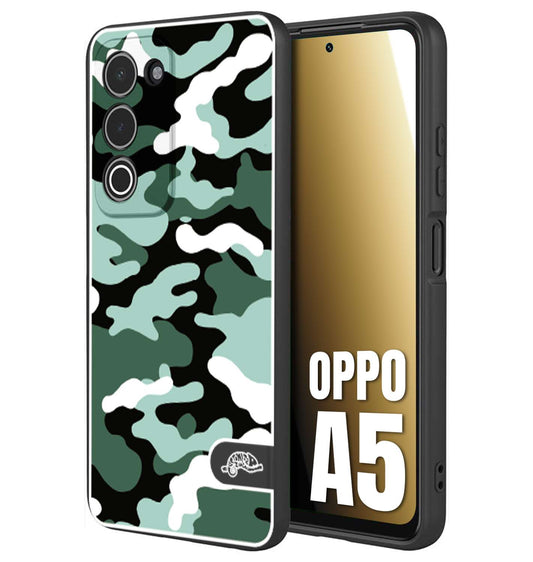 CUSTOMIZZA - Custodia cover nera morbida in tpu compatibile per Oppo A5 camouflage mimetico militare verde green