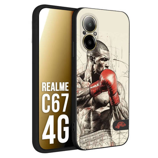 CUSTOMIZZA - Custodia cover nera morbida in tpu compatibile per Realme C67 4G pugilato pugili disegno tattoo guantoni box sport ring