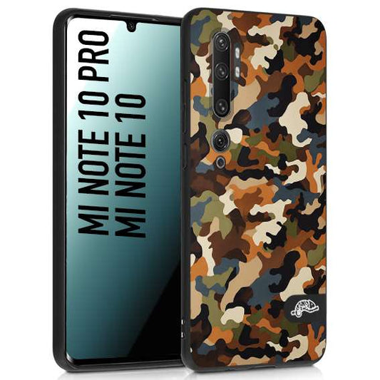 CUSTOMIZZA - Custodia cover nera morbida in tpu compatibile per Xiaomi Mi Note 10 - Mi Note 10 Pro camouflage mimetico militare moderno blu marrone beige
