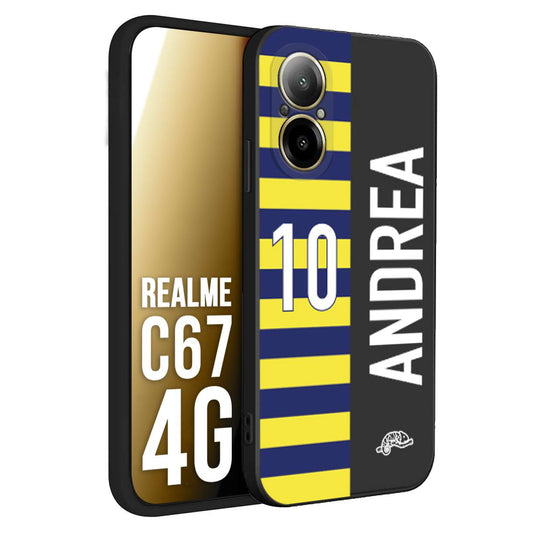 CUSTOMIZZA - Custodia cover nera morbida in tpu compatibile per Oppo C67 4G personalizzata calcio football nome e numero calciatori giallo blu