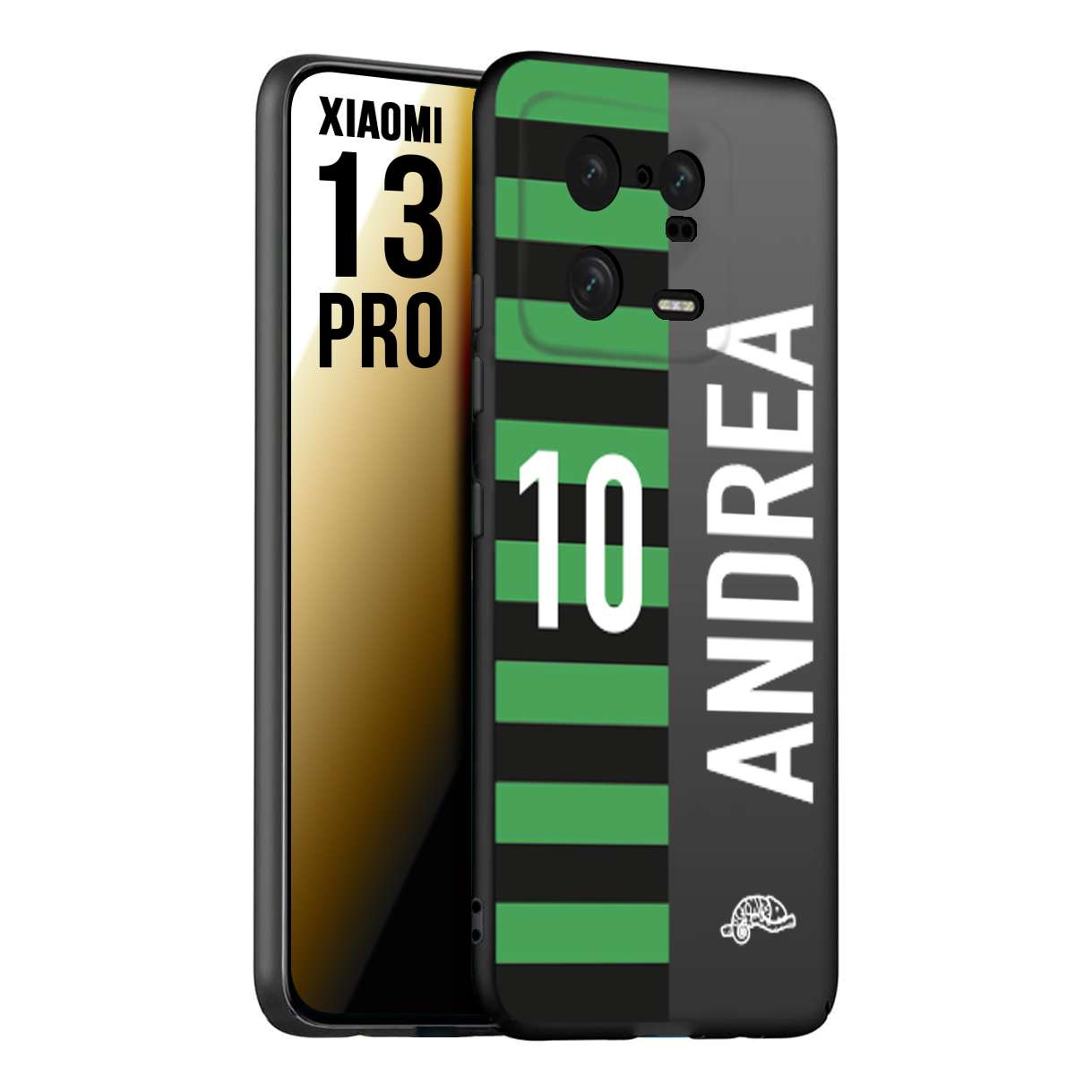 CUSTOMIZZA - Custodia cover nera morbida in tpu compatibile per Xiaomi 13 PRO personalizzata calcio football nome e numero calciatori neroverde