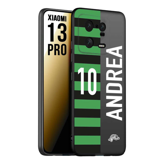 CUSTOMIZZA - Custodia cover nera morbida in tpu compatibile per Xiaomi 13 PRO personalizzata calcio football nome e numero calciatori neroverde