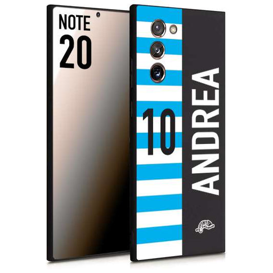 CUSTOMIZZA - Custodia cover nera morbida in tpu compatibile per Samsung NOTE 20 personalizzata calcio football nome e numero calciatori biancazzurri