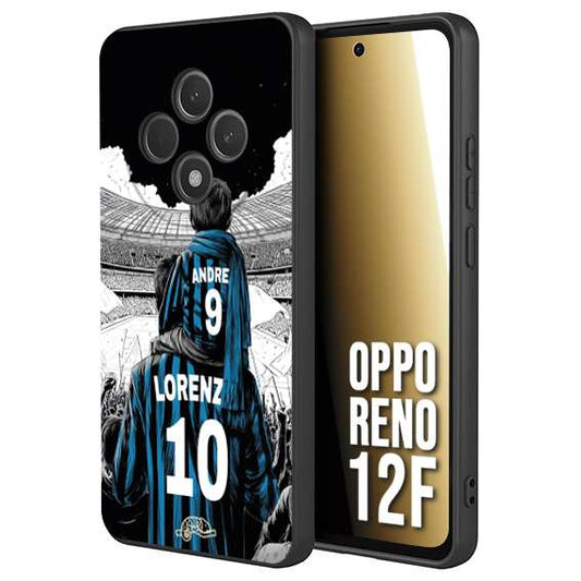 CUSTOMIZZA - Custodia cover nera morbida in tpu compatibile per Oppo Reno 12F personalizzata calcio football padre e figlio calciatori nerazzurra